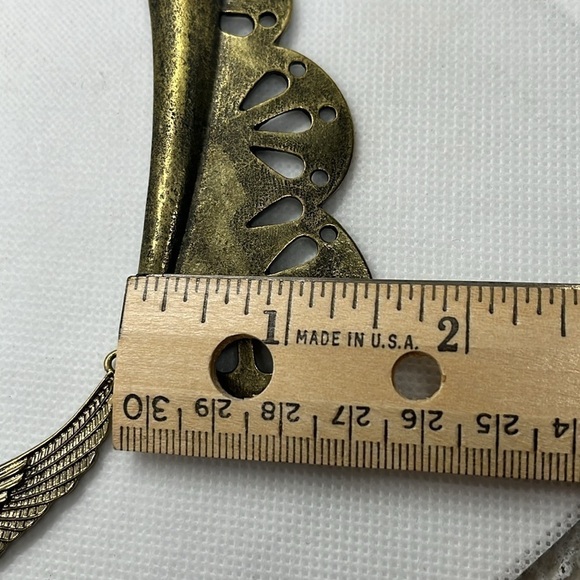 Womens Necklace Brass Tone Necklace Steampunk Eagle Patriotic American Statement - Picture 8 of 10